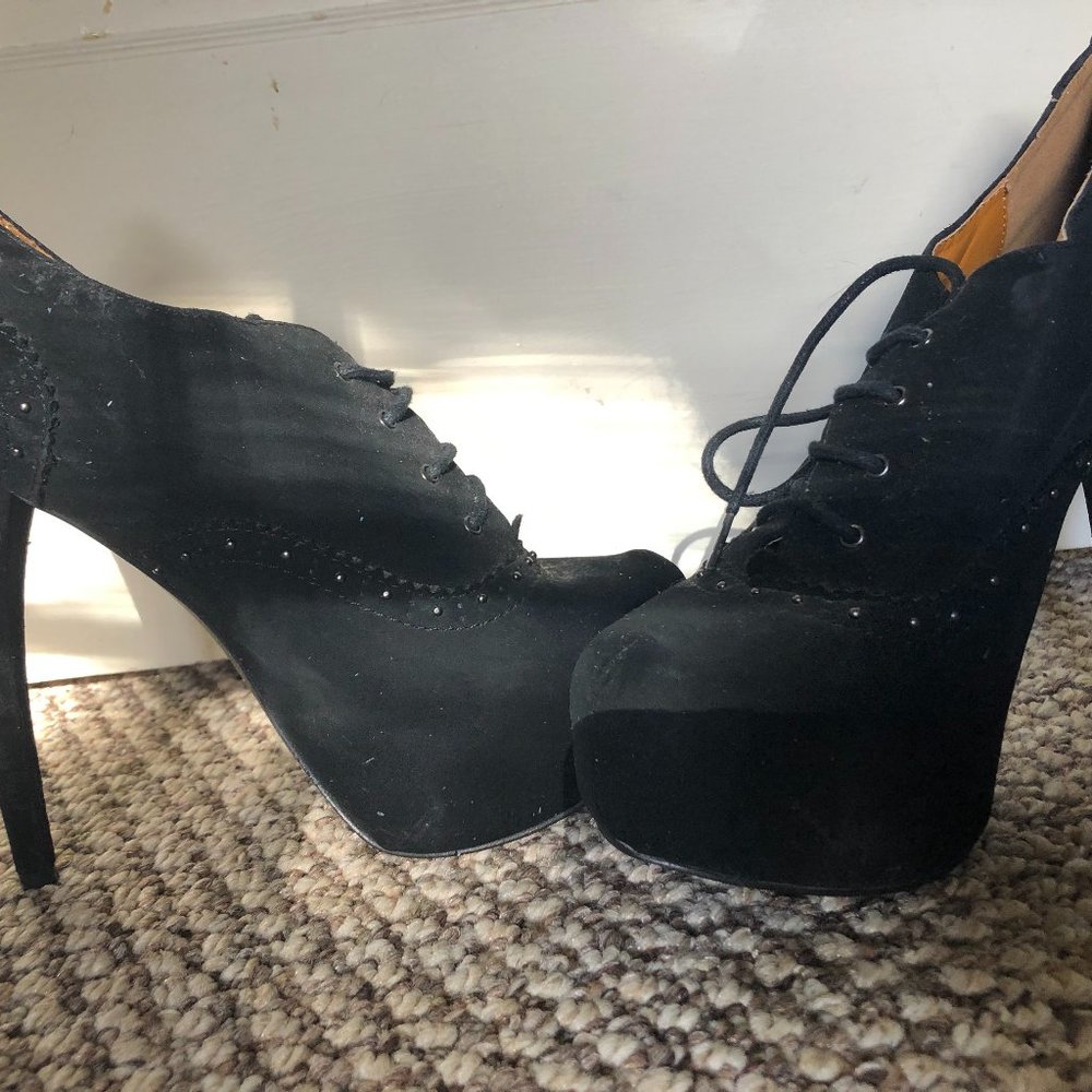 Penny Loves Kenny Suede Stiletto Platform Booties